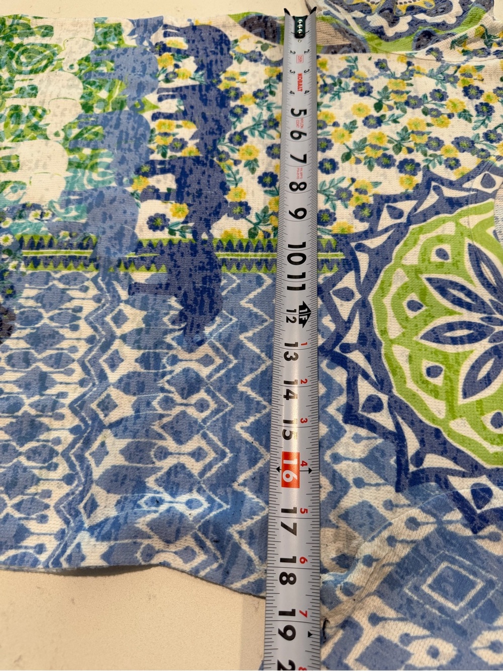 Sundance Patterned Long Sleeve Tee in Blue & Green - Picture 13 of 14